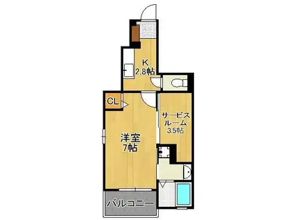 グラン・ジュテ(1SK/1階)の間取り写真
