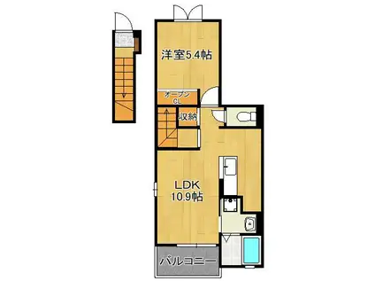 グラン・ジュテ(1LDK/2階)の間取り写真