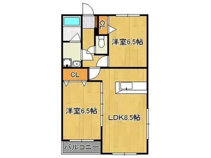 高峰第6晴和ビル(2LDK/2階)の間取り写真