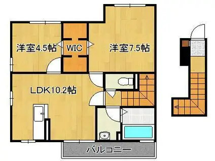 ボヌール(2LDK/2階)の間取り写真