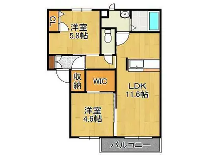 SOLANA GARDEN A棟(2LDK/2階)の間取り写真