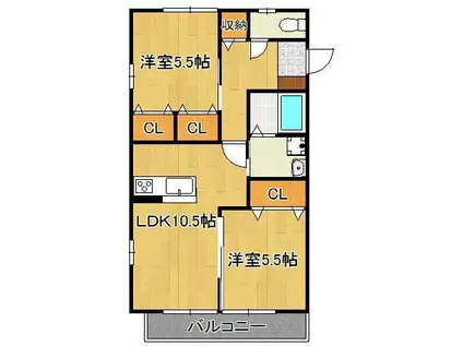 SPRINGHILLTOP(2LDK/1階)の間取り写真