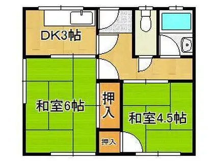 畑間アパート(2DK/2階)の間取り写真