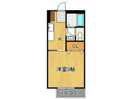ビーライン中井口(1K/1階)の間取り写真