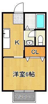 ビーライン菜園場(1K/1階)の間取り写真