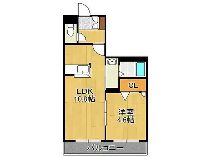 ラ・ポール中井(1LDK/2階)の間取り写真