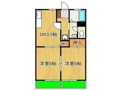 ビ-ライン篠崎(2DK/1階)の間取り写真