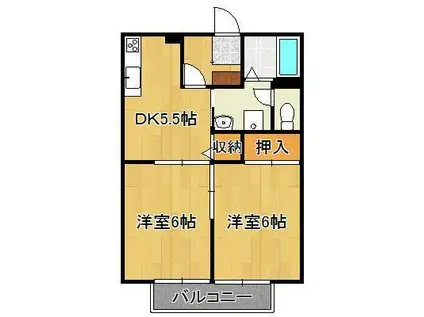 ウィンドワードMIYAKI(2DK/2階)の間取り写真