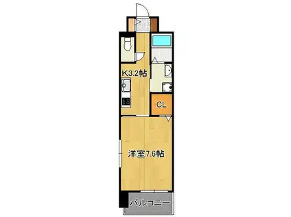 グランドール到津フォレスト(1K/8階)の間取り写真