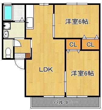 ハイムベル(2LDK/2階)の間取り写真