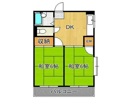 シャトレ金鶏Ⅱ(2DK/4階)の間取り写真