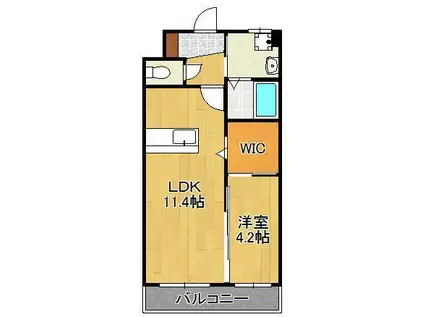 ギャラン竪町(1LDK/14階)の間取り写真