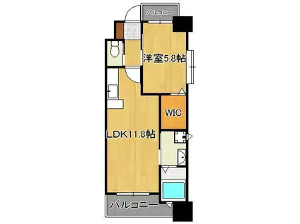 ギャラン竪町(1LDK/9階)の間取り写真