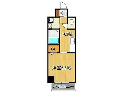 ピノ到津(1K/1階)の間取り写真