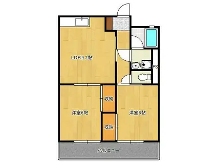 有田興産ビル(2LDK/4階)の間取り写真