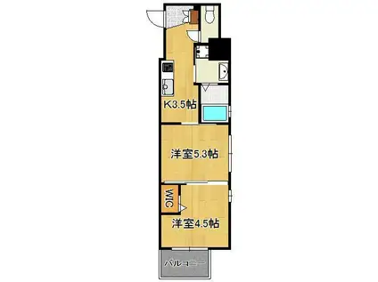 ラ・フェリス下到津(2K/10階)の間取り写真