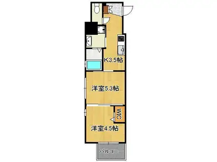 ラ・フェリス下到津(2K/11階)の間取り写真