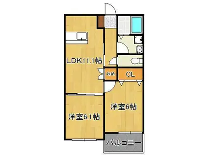 FLEUR RIZIERE 緑ヶ丘(2LDK/3階)の間取り写真