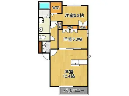 エスポアメゾン(2LDK/2階)の間取り写真