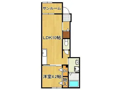 グランツ4(1LDK/1階)の間取り写真