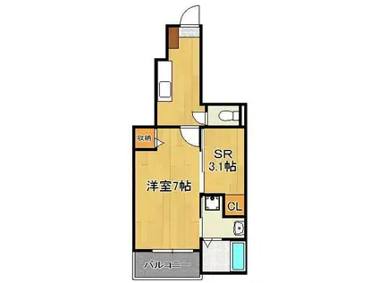 エクスクルーシブ1(1SK/1階)の間取り写真