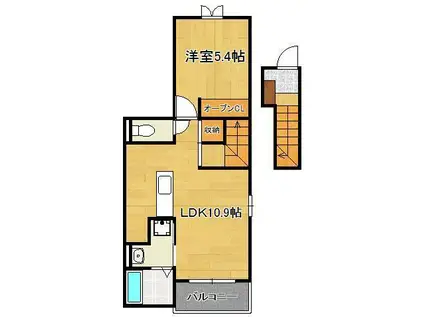 エクスクルーシブ3(1LDK/2階)の間取り写真