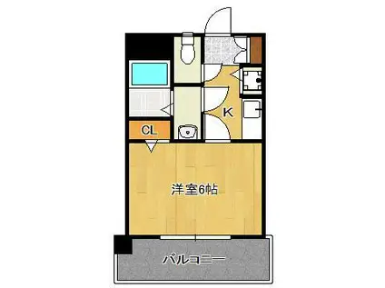 ロマネスク下到津(1K/2階)の間取り写真