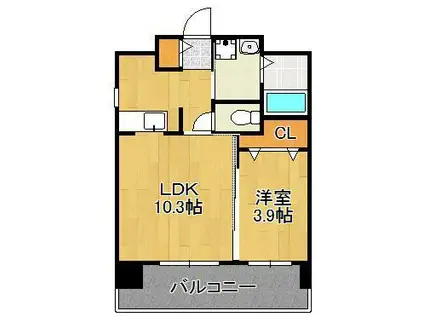 到津エイトフラッグ(1LDK/7階)の間取り写真