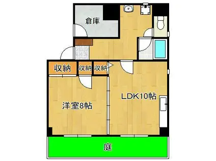 サルヴァトーレ西小倉(1LDK/1階)の間取り写真