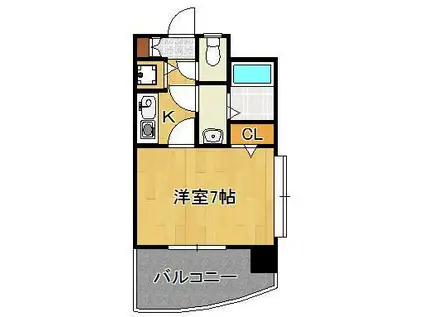 ロマネスク下到津(1K/9階)の間取り写真