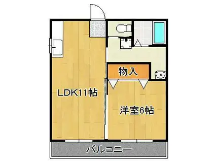 コーポ杉原Ⅰ(1LDK/2階)の間取り写真