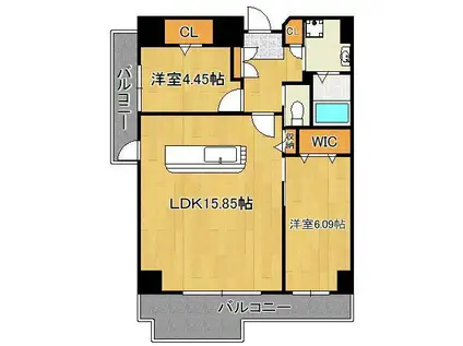 ピュアライフ金田(2LDK/4階)の間取り写真