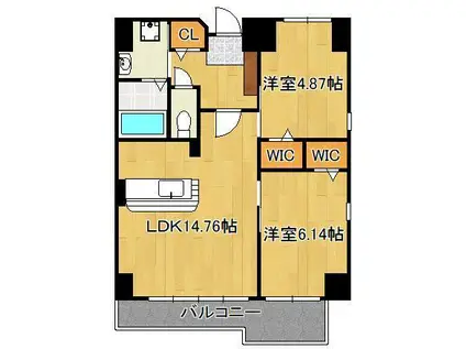 ピュアライフ金田(2LDK/7階)の間取り写真