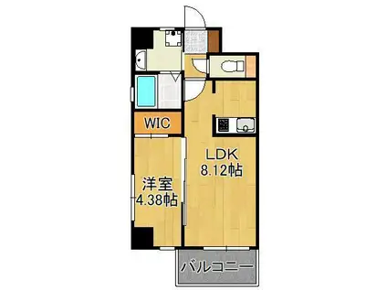 STUDIE KOKURA ノース(1LDK/6階)の間取り写真