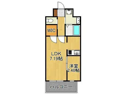 STUDIE KOKURA ノース(1LDK/7階)の間取り写真