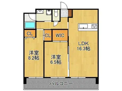 フェルト1021(2LDK/7階)の間取り写真