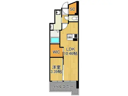 ウィングス西小倉(1LDK/8階)の間取り写真