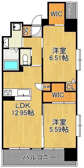 ウィングス西小倉(2LDK/7階)の間取り写真