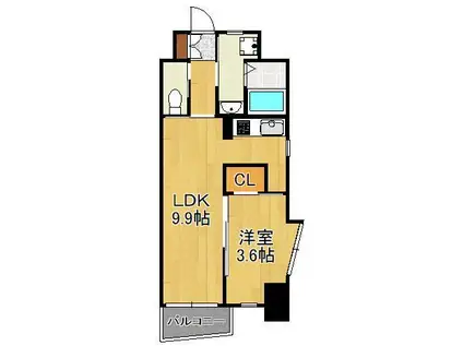 MGA城内(1LDK/3階)の間取り写真