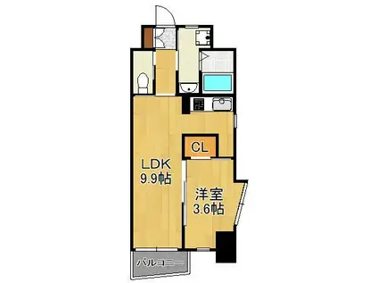 MGA城内(1LDK/8階)の間取り写真