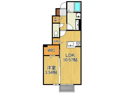 アカイユⅢ(1LDK/1階)の間取り写真