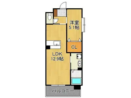 GRACEFUL中井(1LDK/1階)の間取り写真