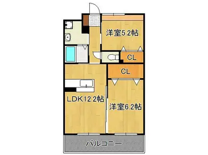 GRACEFUL中井(2LDK/4階)の間取り写真