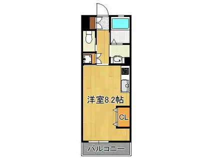 EL CEREZO(ワンルーム/1階)の間取り写真