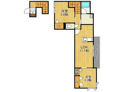 シャーメゾン南丘(2LDK/2階)の間取り写真