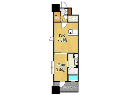 ギャラン竪町NEO(1DK/8階)の間取り写真