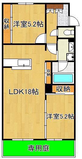 シャーメゾン優蒼の杜 壱番館(2LDK/1階)の間取り写真