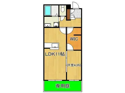 シャーメゾン優蒼の杜 壱番館(1LDK/1階)の間取り写真