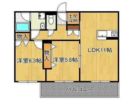 シャーメゾン優蒼の杜 弐番館(2LDK/3階)の間取り写真