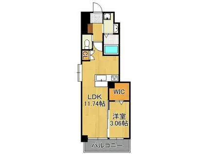 スマート到津(1LDK/2階)の間取り写真